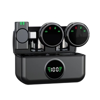 Microphones de Lavalier sans fil avec boîtier de charge Lot de 2 micro à clip pour l'enregistrement vidéo Vlog Live Stream Hat Mic