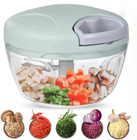 Hachoir à ail manuel 500 ml en plastique et acier inoxydable, multifonction, portable, pour cuisine, coupe-légumes