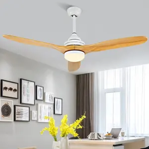 Morden Popular Smart Fans Light 3 Solid Wood Blades Fandelier 60inch Dc Motor Remote Control Led Ceiling Fan With Lamp