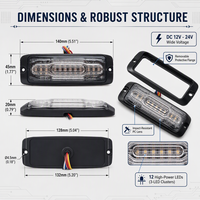 Nouveau Feu de détresse à LED E-mark 12 pour calandre de voiture, super lumineux, montage en surface, avertissement, petit phare en aluminium 24V IP65