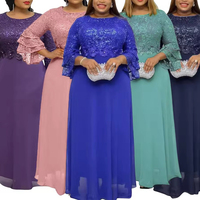 Nouvelle Robe Empire Basique d'Été 2025 en Mousseline de Soie et Dentelle Lourde, Style Bodycon Col Rond pour Femmes Grandes Tailles, Sexy, pour l'Afrique et l'Europe