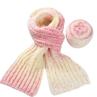 Gradient Rainbow Candy Color Metallic/Cotton Blended Yarn Handmade DIY Knitted Scarf for Men and Women