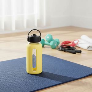 New Trend 26oz 800ml High Borosilicate Glass BPA Free Leak-Proof Hand-made Water <b>Bottle</b> Silicone Sleeve Straw for Outdoor Sports - Product Image 1
