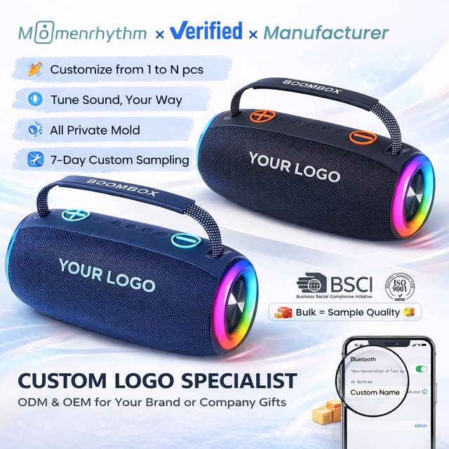 Rechargeable Speakers  Portable Wireless Outdoor FM Radio Stereo Bass LED Light OEM Gift Boombox Customization