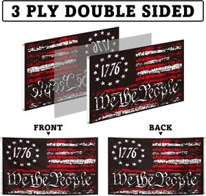 Drapeau We People <span class=keywords><strong>1776</strong></span>, 3x5 pieds, double face, 3 plis, polyester léger, drapeau patriotique vintage avec œillets en laiton, couleurs vives - Product Image 3
