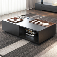 Vente directe d'usine, table basse nordique moderne minimaliste, table basse créative irrégulière pour le salon, table basse carrée noire avec rangement