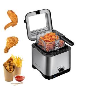 Termostato ajustable de carcasa de acero inoxidable barato, <span class=keywords><strong>freidora</strong></span> pequeña de <span class=keywords><strong>1</strong></span>,5 litros de capacidad con tapa desmontable superior - Product Image 2