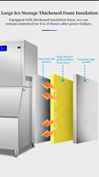 Machine à glace en flocons automatique commerciale en acier inoxydable 304 avec refroidissement par eau et moteur, capacité de stockage de 300 kg