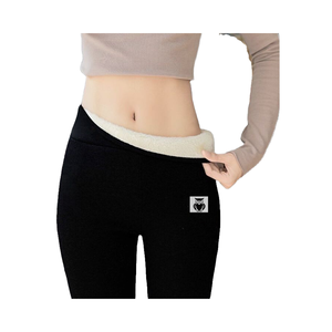 Leggings décontractés taille haute pour femmes, motif animal brodé fantaisie, sans couture, antibactériens, respirants, en polaire - Product Image 4