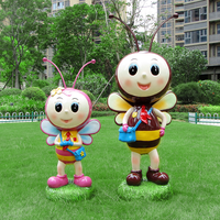 Vente pour extérieur ferme parc moderne Pop Art ornement dessin animé abeille fibre de verre Animal abeille Statue Sculpture
