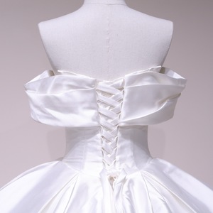 Robe de mariée grande taille coupe trapèze, épaules dénudées, en satin, avec bordure perlée, style princesse, traîne chapelle, personnalisable, pour mère de la mariée, fleurs, vente en gros - Product Image 6