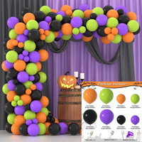 Kit d'arche de guirlande de ballons d'Halloween, ballons confettis noirs, oranges et violets avec ballon en aluminium citrouille « Trick or Treat » pour fête