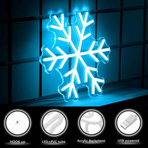 Enseigne néon de Noël, lumières bleues en forme de flocon de neige, décorations, lumières néon pour fenêtre <span class=keywords><strong>avec</strong></span> ornements en forme de flocon de neige pour décorations de Noël - Product Image 5