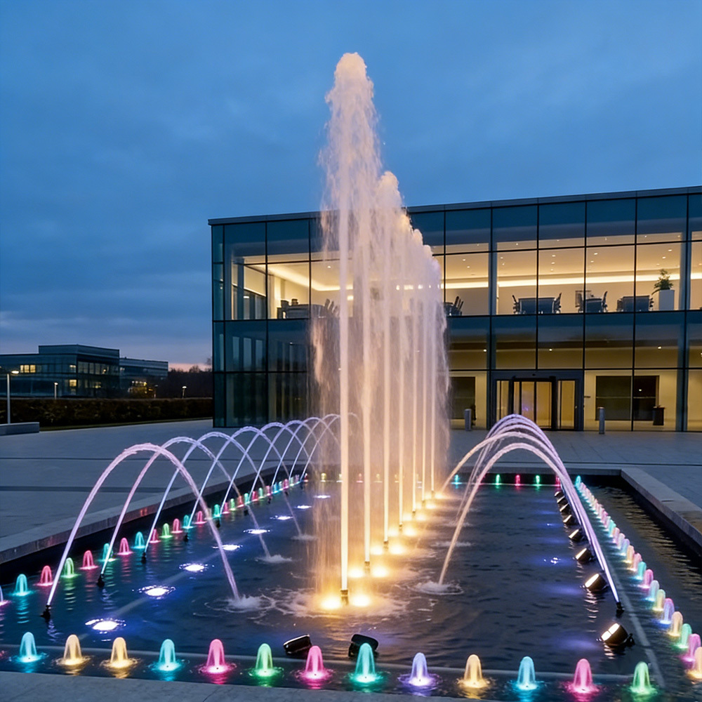 DEWY Commercial Modern Flower 04 Stainless Steel Musical Dancing Fountain Multicolored RGB LED Lights Music/PLC/DMX512 Control
