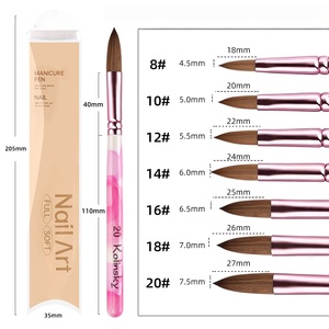 Custom Logo Kolinsky Acrylic <b>Nail</b> Brush Crystal Powder Dipping Flower Painting Carving Pen for Salon - Product Image 2