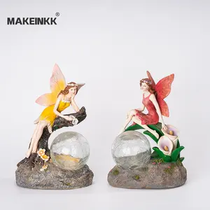 Customized Decorative Girl Toys Lovely Trinket Polyresin Decor Figurines Fairy With Wings Resin Figurine