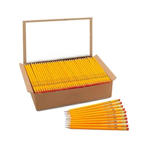 Nhà Máy Giá Rẻ Biểu Tượng Tùy Chỉnh 7 Inch Màu Vàng Lục Giác Bằng Gỗ Hb Bút Chì Giá Rẻ Giá Với Tẩy Trong Số Lượng Lớn - Product Image 4