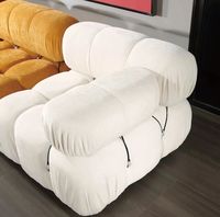 Ensemble de canapés modulaires capitonnés en tissu microfibre de style moderne, rectangulaires, avec pieds en bois massif, meubles de salon