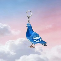 Nouveau Charmant Pendentif Acrylique Plat 2D en Forme de Pigeon pour Rétroviseur de Voiture, Sac à Dos, Porte-clés, Bijou, Accessoire, Cadeau, Animal de Dessin Animé Mignon