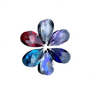 38 Mailles en cristal en forme de fleur et de goutte d'eau, trou droit, accessoires d'éclairage adhésifs, pendentif artisanal coloré pour mariage - Product Image 1