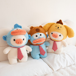 Peluche <span class=keywords><strong>Cochon</strong></span> Tête de Requin OEM ODM, Adorable Poupée en Peluche <span class=keywords><strong>Cochon</strong></span> avec Cravate à Carreaux Rouges pour Décoration Intérieure, Cadeaux pour Enfants et Soulagement <span class=keywords><strong>du</strong></span> Stress - Product Image 3