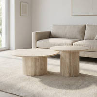 Ensemble de table basse, plateau en MDF, base sur piétement, table centrale moderne minimaliste pour le salon