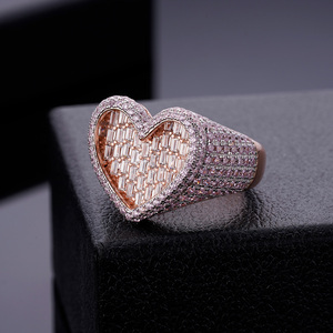 <strong>Fashion</strong> Rings <strong>Silver</strong> Heart Shape Bagguette 5A Zircon 925 <strong>Jewelry</strong> with 14K Gold Plated Ring Engagement Ring for Women - Product Image 3