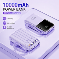 Tendance 2026 : Batterie Externe Personnalisée pour Téléphone avec Logo, Haute Qualité, 10000mAh, Quatre Câbles USB Intégrés, Écran LED, PD22.5W