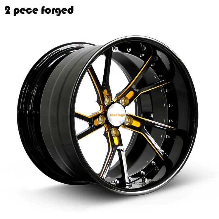Factory Price 22 inch 24 inch 5x120 5X112 forged custom 2 piece wheel Rims Flow aluminum forged wheels
