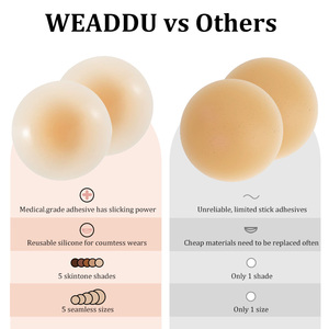 Coussinets de soutien-gorge en silicone invisibles de forme ronde, <span class=keywords><strong>cache</strong></span>-tétons adhésifs réutilisables en gel de silicone - Product Image 3