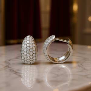 Orecchini in Oro Bianco con Diamanti Taglio Brillante Rotondo Colore D Naturali di Lusso per Uso Quotidiano Femminile - Product Image 2