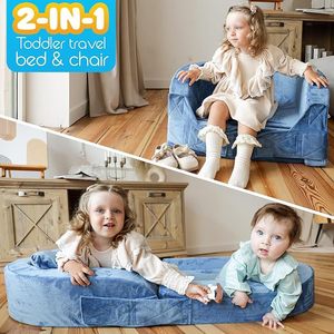 Canapé-lit pliable en velours pour tout-petits 2026, canapé-lit de sol pliable pour enfants OEM, lit et chaise de voyage 2-en-1 pour tout-petits - Product Image 3