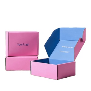 Boîte d'expédition en carton rigide écologique personnalisée de luxe rose bleu violet pour cosmétiques, parfums, cadeaux - Product Image 1