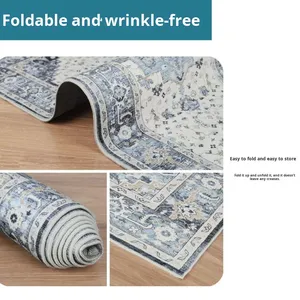 Tapis de salon de style <span class=keywords><strong>persan</strong></span>, imprimé de plantes et de fleurs, motif rose princesse, doux, facile d'entretien, pliable - Product Image 4