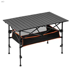 NPOT Camping Tisch mit Aufbewahrung skorb, leichter, rostfreier, höhen verstellbarer, klappbarer Picknick tisch aus Aluminium