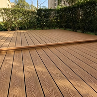 Planches de terrasse WPC co-extrudées simple face, anti-gel, étanches, à emboîtement carré, motif bois moderne, pour jardin extérieur