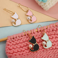 Lot de 4 marqueurs de point de chat avec étui de rangement anti-poussière pour tricoter le crochet et la couture.