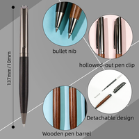 Pulpen Gel Hitam 0.5mm yang Dapat Disesuaikan dengan Desain Logam Emas Berpola Kayu dan Cetakan UV yang Dapat Dihapus untuk Penggunaan Kantor & Sekolah