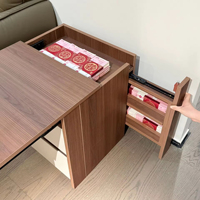 Table de chevet en bois avec compartiment caché, table de chevet à 2 tiroirs avec serrure à carte NFC, armoire latérale pour salon et chambre à coucher