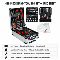 Kit d'outils à main pour garage et atelier mécanique, 499 pièces, en alliage d'aluminium avec coffret rigide, tous les outils essentiels, OEM