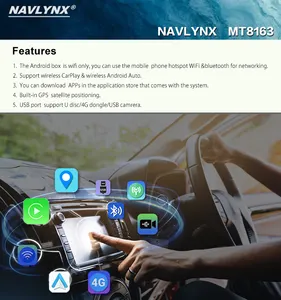 NAVLYNX ApplePie Lite Carplay AI Box Android Auto usb Dongle plug-and-play Adapter Netflix YouTube GPS WLAN Navigationsbildschirm