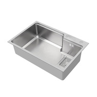 Évier de cuisine professionnel en acier inoxydable 304, simple bac, à encastrer sous plan, finition brillante, fait main, avec rebord, rectangulaire, moderne, garantie 5 ans