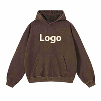 Sweat à capuche unisexe tendance en coton pur 420g, coupe ample, manches longues, style rétro teint à la cire, style urbain