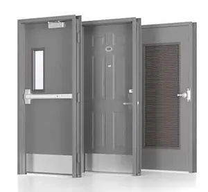 ADVANCE galvanized six panel soundproof steel door hollow acoustic metal steel fireproof door for hotel