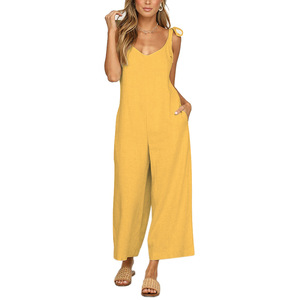 Offre Spéciale nouveau Style femmes pantalons noeud papillon jarretelle combinaison femmes jambe <span class=keywords><strong>large</strong></span> <span class=keywords><strong>pantalon</strong></span> - Product Image 1