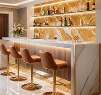 Meubles de comptoir modernes pour hôtel, supermarché, boîte de nuit, restaurant, bar avec éclairage LED, surface solide en Corian, garantie de 10 ans