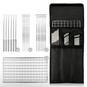 Ensemble <span class=keywords><strong>de</strong></span> brochettes à double rôtissage, durables, résistantes à la chaleur, antiadhésives, accessoires <span class=keywords><strong>de</strong></span> barbecue pour le camping <span class=keywords><strong>en</strong></span> plein air avec fourchettes <span class=keywords><strong>en</strong></span> métal et manche <span class=keywords><strong>en</strong></span> <span class=keywords><strong>bois</strong></span> - Product Image 1