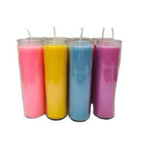 factory custom empty 7 day tall candle glass jars candle containers wholesale for church and religious sacrificial