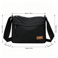 Tas Selempang Wanita Oxford Ringan dengan Ritsleting, Multi-layer, Kapasitas Besar, Tali Dapat Disesuaikan, Kasual, Modis, Selempang Satu Bahu