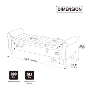 Banco <span class=keywords><strong>de</strong></span> Almacenamiento Moderno y Duradero Tapizado en Tela, Reposapiés, Sofá <span class=keywords><strong>Cama</strong></span> con Doble Tapa y Patas <span class=keywords><strong>de</strong></span> Madera <span class=keywords><strong>de</strong></span> Caucho para Dormitorio - Product Image 6
